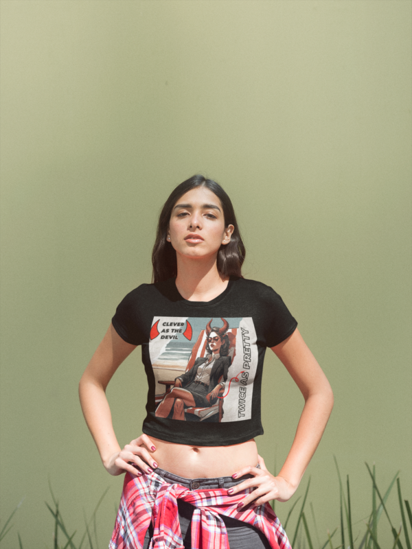 latina-girl-wearing-a-crop-top-tee-template-against-a-solid-color-wall-a19530