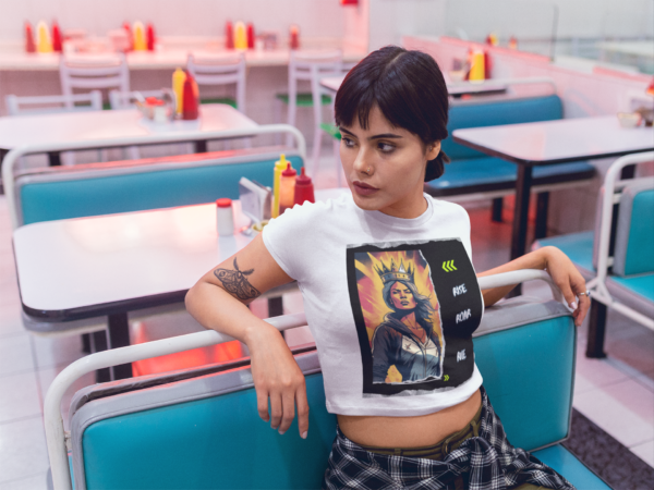 woman-wearing-a-crop-top-tee-mockup-in-a-diner-restaurant-a19412