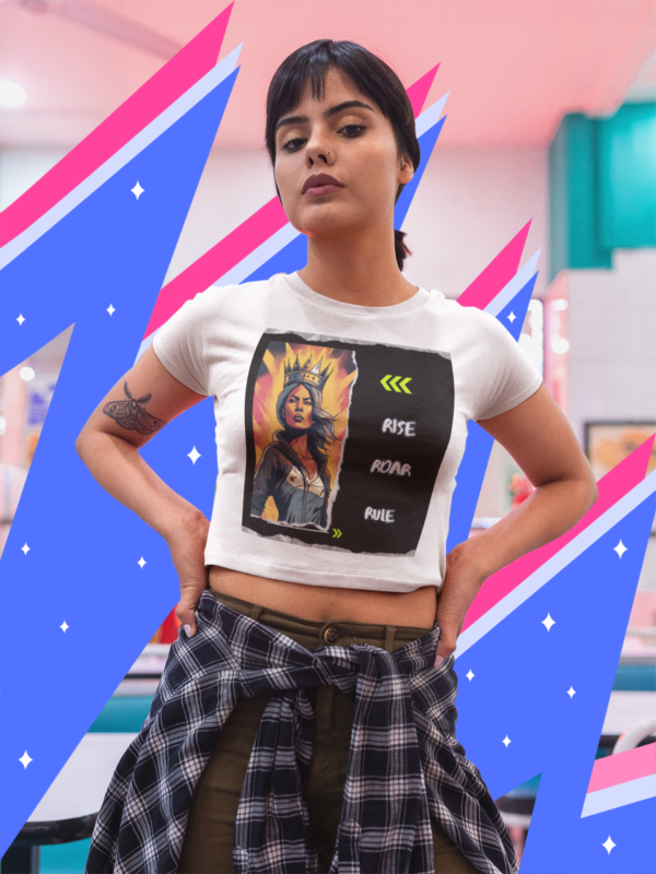 woman-wearing-a-round-neck-t-shirt-mockup-at-a-vintage-diner-restaurant-a19415