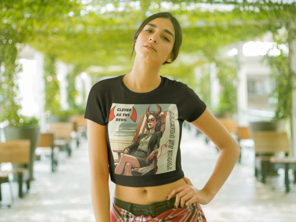 woman-wearing-a-round-neck-tee-mockup-at-a-hall-with-plants-a19533
