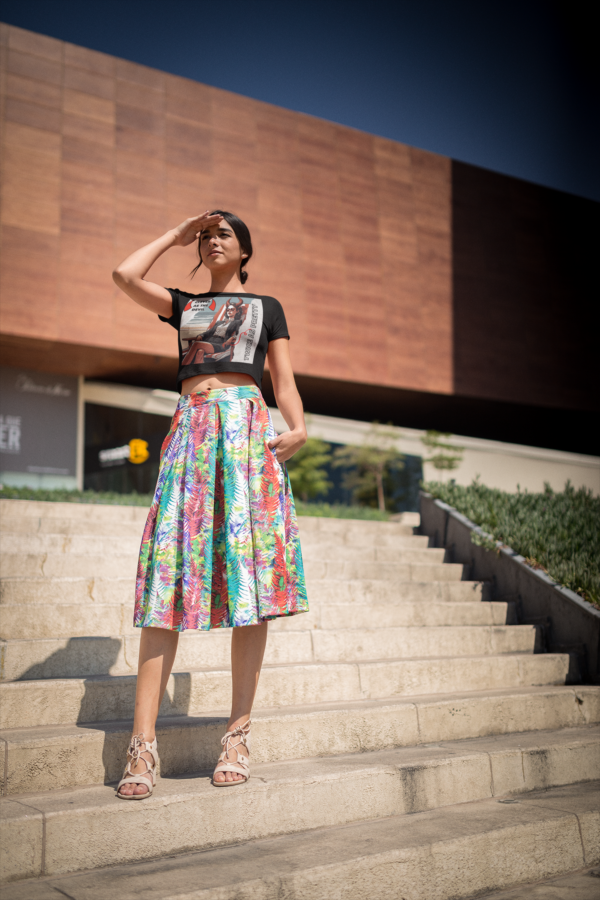 woman-wearing-a-t-shirt-mockup-standing-outside-high-school-a19534